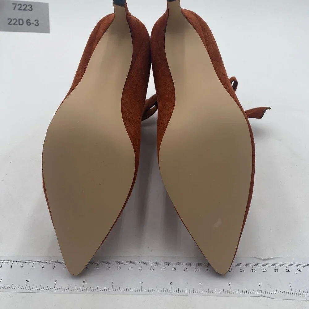 XYD Brown Pointy Toe Ankle Booties Dress Mid Heels Graceful Cute Bow Boot - Picture 7 of 8